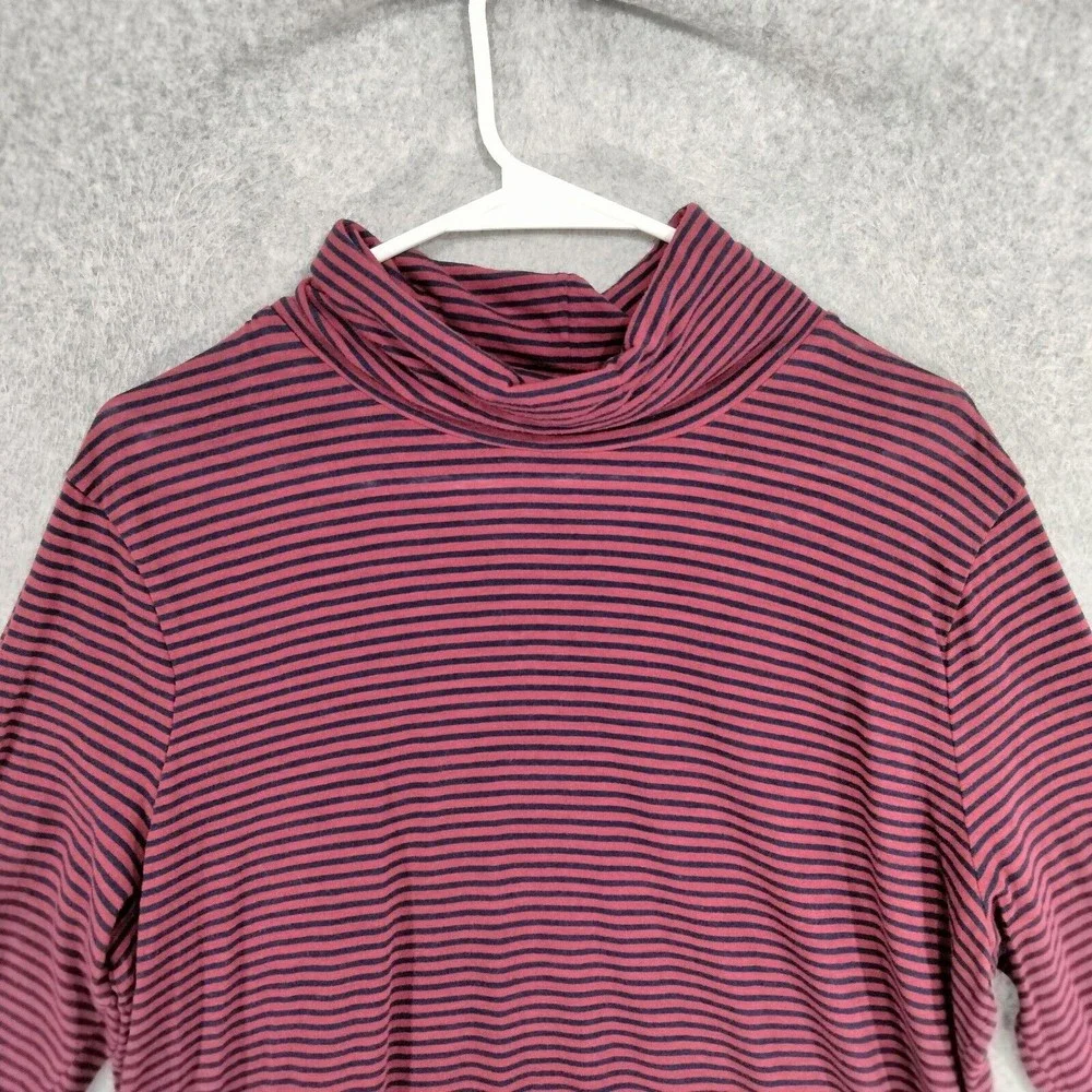 Madewell Turtleneck Top Womens Size XL Blue Red Striped Casual Long Sleeve - Picture 2 of 12